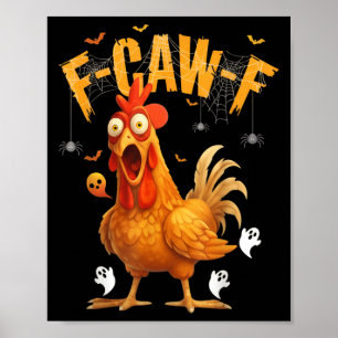 Póster Pollo fantasma de Halloween F-caw-f