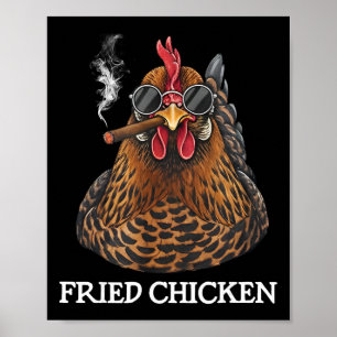 Póster Pollo Frito Fumando Funny Stoner Weed Meme
