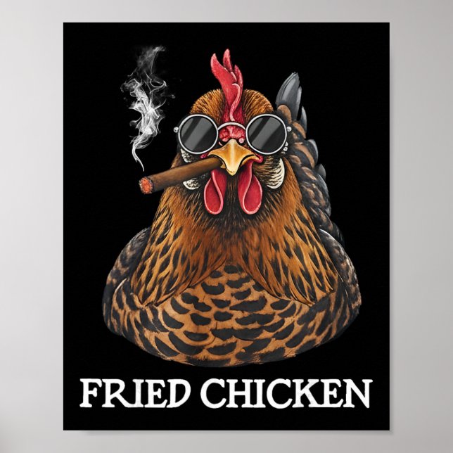 Póster Pollo Frito Fumando Funny Stoner Weed Meme  (Frente)
