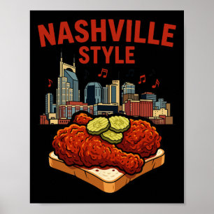 Póster Pollo Frito Picante Al Estilo De Nashville Y Music