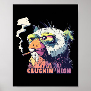 Póster Pollo Fumando Cigarrillo Divertido Meme Cluckin Al
