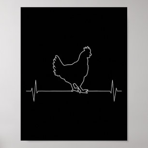 Póster Pollo Gallina Animal Vintage Latido del Corazón