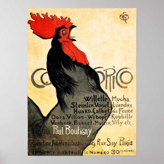 Póster Pollo gallo de gallo de 1899 de Steinlen (Frente)