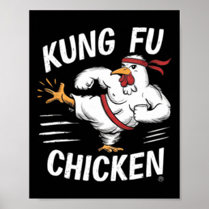 Póster Pollo Kung Fu Gallo Karateka Divertido Mujeres Hom