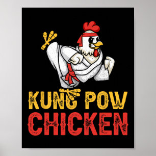 Póster Pollo Kung Pow Divertido Karate Pollo Ninja Un Gue
