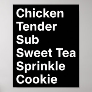 Póster Pollo, Manifiesto del menú Pollo Tenders Sub Té Du