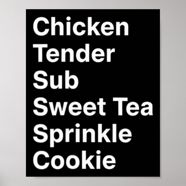 Póster Pollo, Manifiesto del menú Pollo Tenders Sub Té Du (Frente)