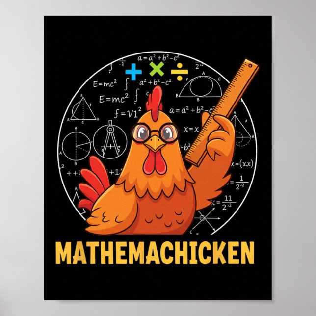 Póster Pollo, Matemáticas de pollo Gallina  (Frente)