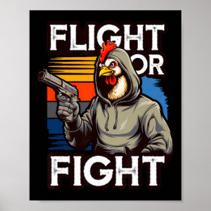 Póster Pollo Matón Enojado Vuelo O Respuesta De Lucha Div