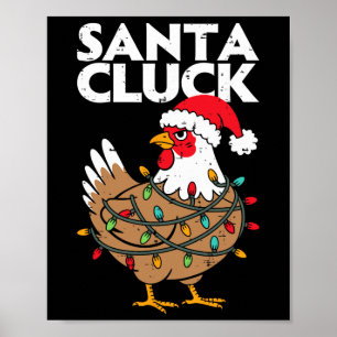 Póster Pollo Navidad Santa Divertido Fiesta Hombres Mujer