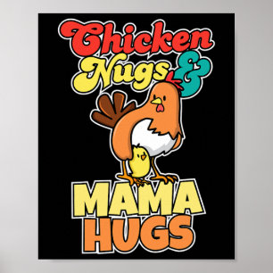 Póster Pollo Nugs y abrazos de mamá divertido día de la m
