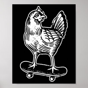 Póster Pollo Patinando En Monopatín Meme De Internet