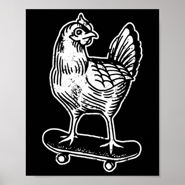 Póster Pollo Patinando En Monopatín Meme De Internet (Frente)