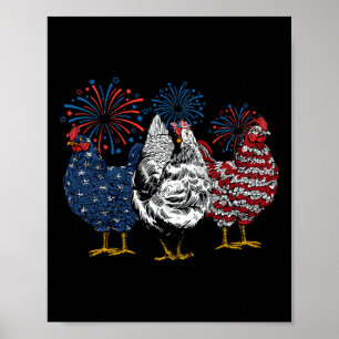 Póster Pollo Patriótico EEUU 4 De Julio Día De La Indepen