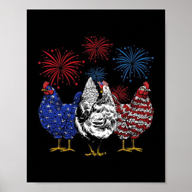 Póster Pollo Patriótico Norteamericano Bandera Del Pollo  (Frente)