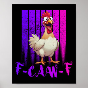 Póster Pollo Retro Divertido F-caw-f, Pollo Fcawf Para Ho