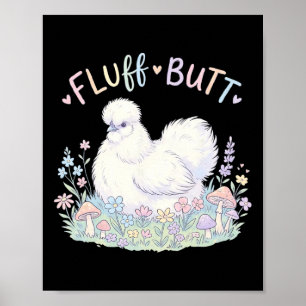 Póster Pollo Seda Fluff Butt Lindo Cottagecore Hongo