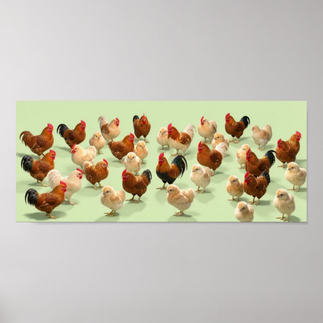 Póster Pollo sobre fondo verde claro (Frente)