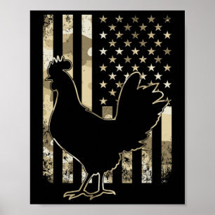 Póster Pollo Us Bandera Americana Patriótico Amante Del P