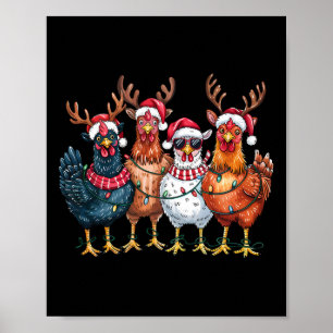 Póster Pollos de Navidad Reno Cerdos Granja Animales Luce