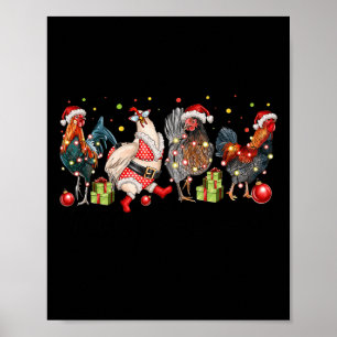 Póster Pollos divertidos Navidades de pollo de navidad