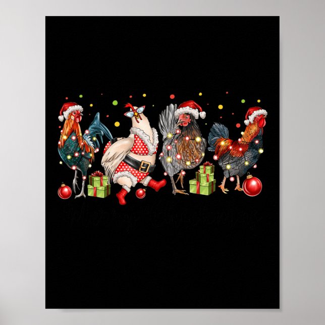 Póster Pollos divertidos Navidades de pollo de navidad (Frente)
