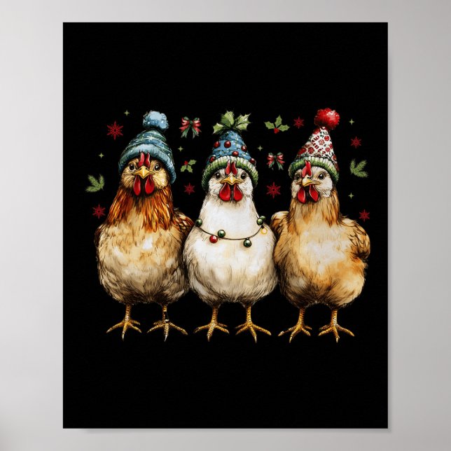 Póster Pollos divertidos Navidades de pollo de navidad (Frente)