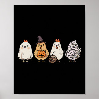 Póster Pollos fantasmales divertidos de Halloween Gallina
