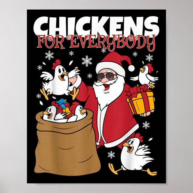 Póster Pollos Para Todos Los Navidades Divertidos Chicken (Frente)