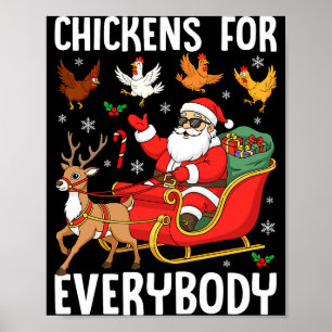 Póster Pollos Para Todos Santa Granjero De Pollos Comodid