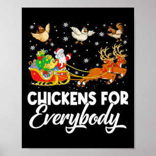 Póster Pollos para todos Santa Trineo Feliz Navidad