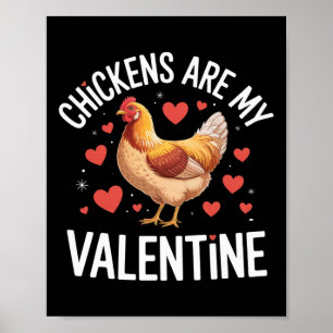 Póster Pollos Son Mi San Valentín Camiseta Divertida Para