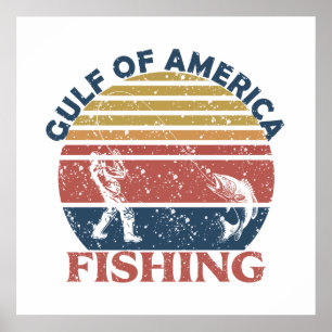 Póster Polo de pesca del Golfo de América Patriótico amer