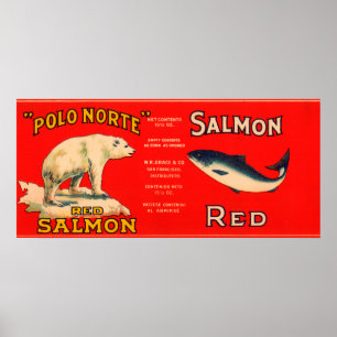 Póster Polo Norte Brand Salmon Label- San Francisco, CA