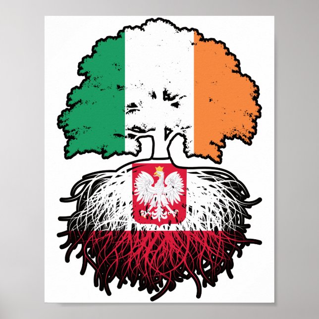 Póster Polonia Bandera de raíces polacas irlandesas (Frente)