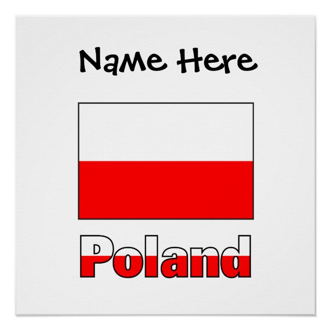Póster Polonia Bandera Polaca Personalización Negra (Anverso)