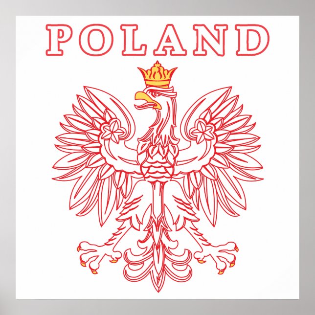 Póster Polonia Con Águila Polaca Roja (Frente)