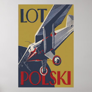 Póster Polonia LOT Polski Fuerza Aérea Polaca Entr