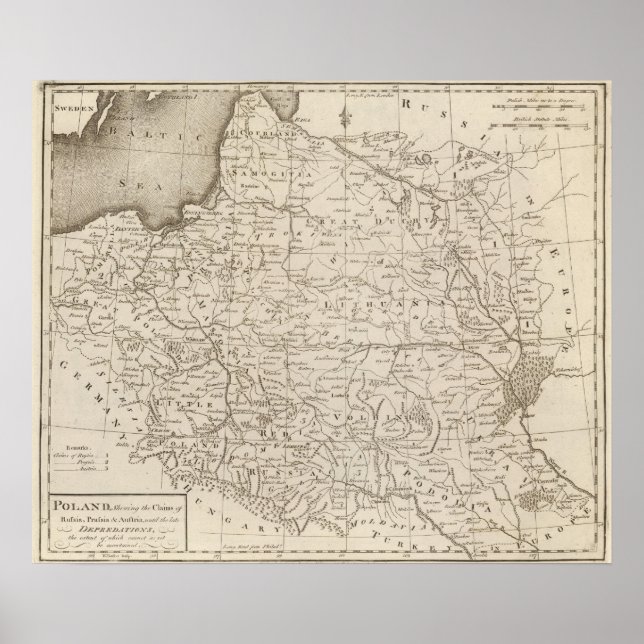 Póster Polonia, mostrando las reivindicaciones de Rusia (Frente)