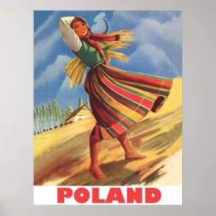 Póster Polonia, mujer del pueblo en el campo