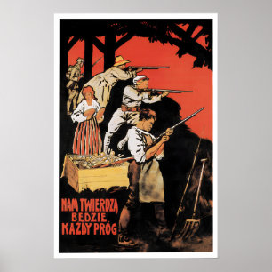 Póster Polonia Propaganda Guerra Polaco-Soviética Años 19
