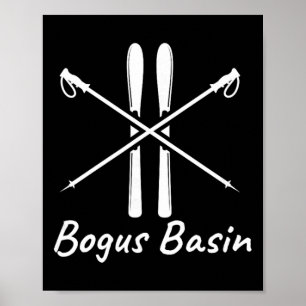 Póster Polos de esquí de Idaho Sin Bogus Esquiador Invier