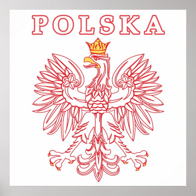 Póster Polska Con Águila Polaca Roja (Frente)