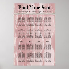 Póster Polvo color Rosa Silk & White Pearls