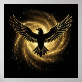 Póster Polvo de Estrellas Dorado Etéreo que Brilla Herenc