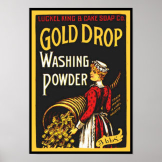 Póster Polvo de lavado con gota de oro