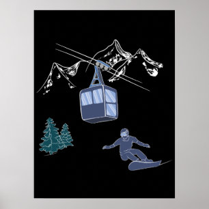 Póster Polvo para la estación de esquí People Snowboard