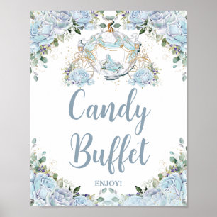 Póster Polvo Rosas azules Princesa Carriage Candy Buffet
