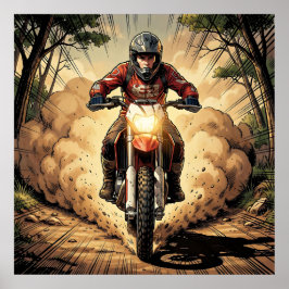 Póster Polvo y Determinación Motocross a Toda Velocidad