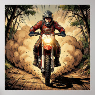 Póster Polvo y Determinación Motocross a Toda Velocidad